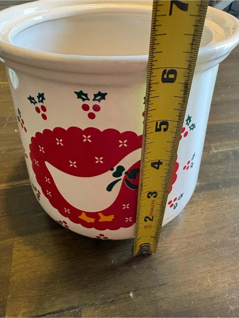 Vintage Ceramic Christmas Goose Duck Crock Canister Holder Bow 1984 Gooseberry
